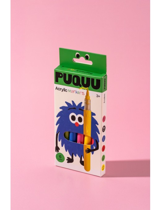 PUQUU Monsters – Markery Akrylowe 6 Kolorów | Ecobobo
