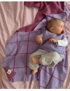 Koc Merino 100x140 cm Lawendowy w Kratkę | Ecobobo Koc Merino 100x140 cm Lawendowy w Kratkę | Ecobobo