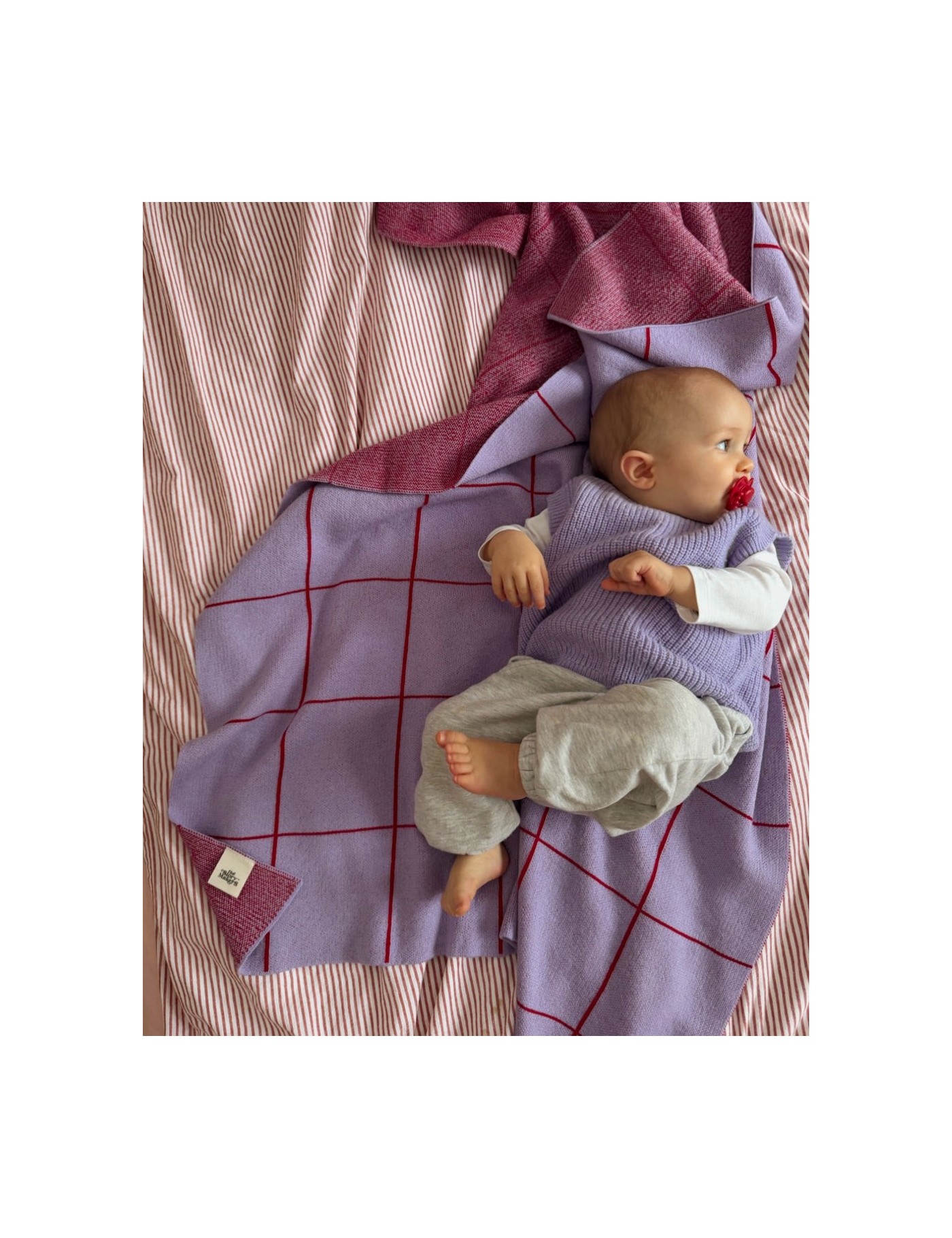 Koc Merino 100x140 cm Lawendowy w Kratkę | Ecobobo Koc Merino 100x140 cm Lawendowy w Kratkę | Ecobobo
