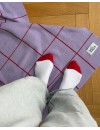 Koc Merino 100x140 cm Lawendowy w Kratkę | Ecobobo Koc Merino 100x140 cm Lawendowy w Kratkę | Ecobobo