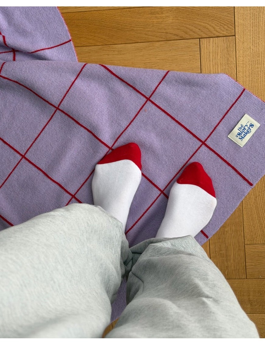 Koc Merino 100x140 cm Lawendowy w Kratkę | Ecobobo Koc Merino 100x140 cm Lawendowy w Kratkę | Ecobobo