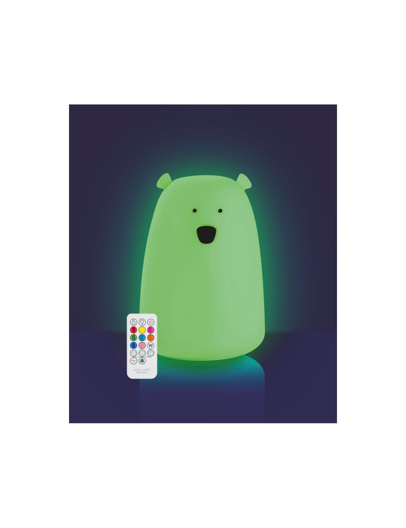 Rabbit & Friends Miś Duży – lampka silikonowa z pilotem – Ecobobo