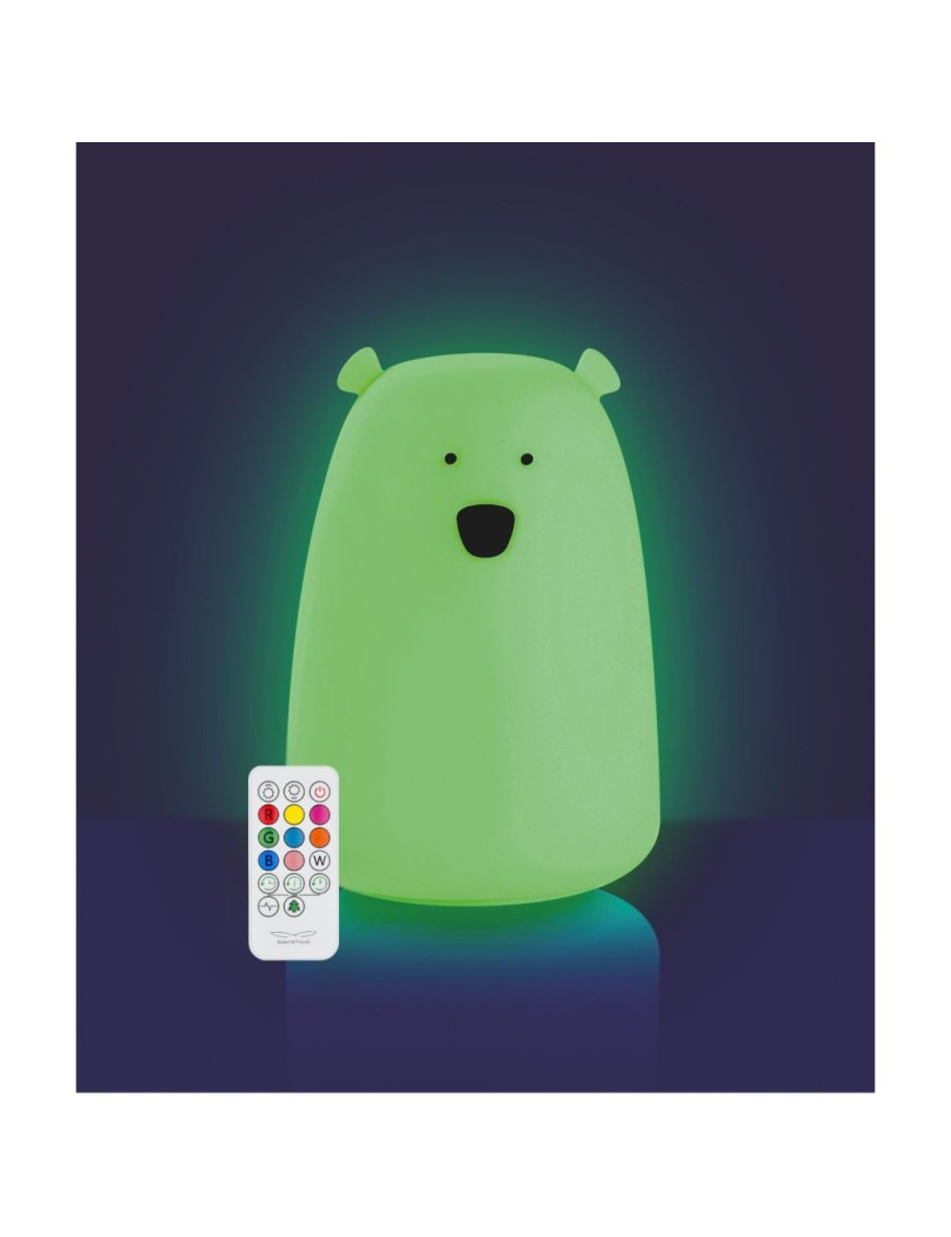 Rabbit & Friends Miś Duży – lampka silikonowa z pilotem – Ecobobo
