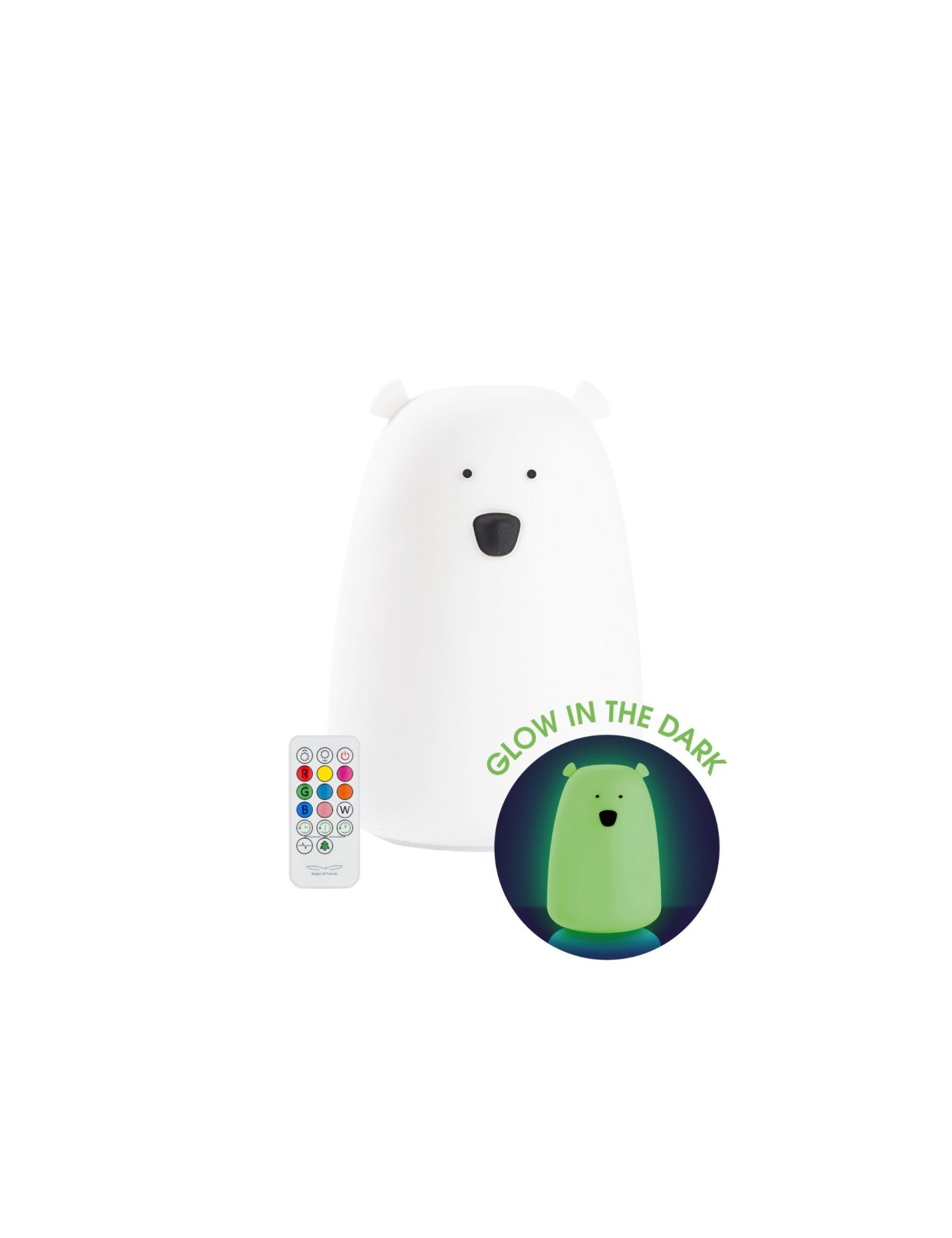 Rabbit & Friends Miś Duży – lampka silikonowa z pilotem – Ecobobo