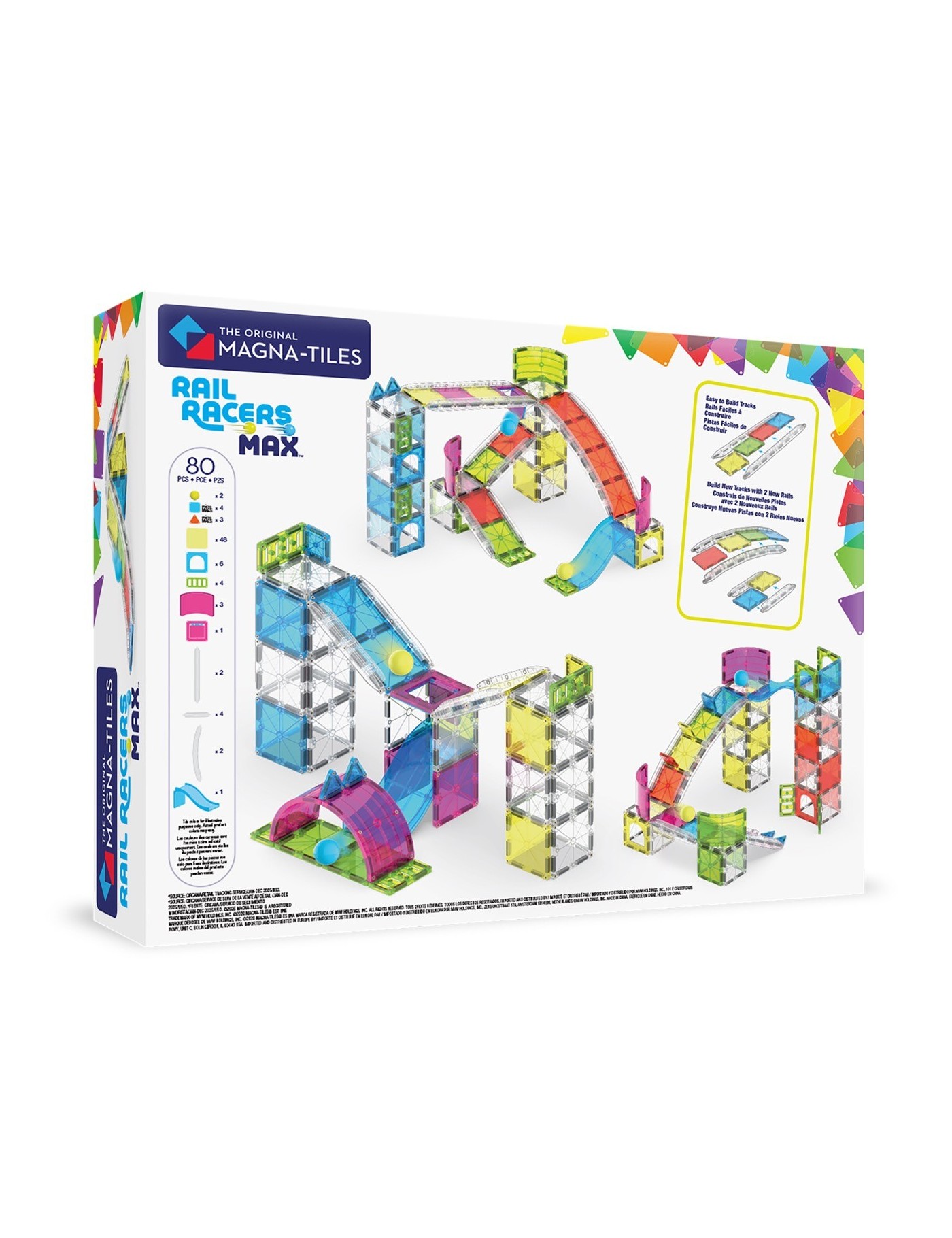 MAGNA-TILES Rail Racers Max 80 Elementów | Ecobobo