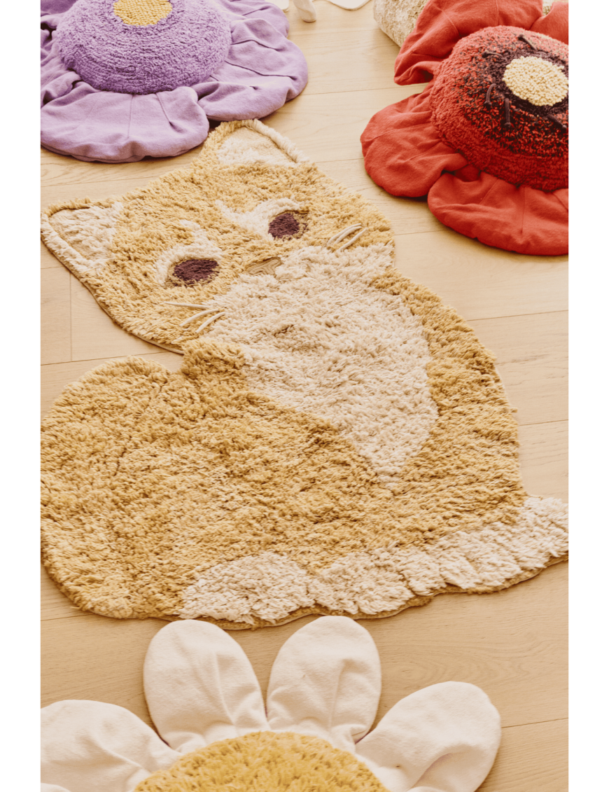 Dywan bawełniany dla dzieci Ginger Kot 85 x 130 cm do prania w pralce – Lorena Canals