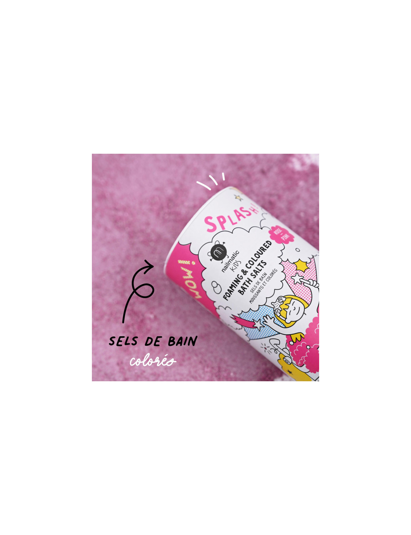 Nailmatic, Pink salts – Różowa pieniąca się sól do kapieli dla dzieci