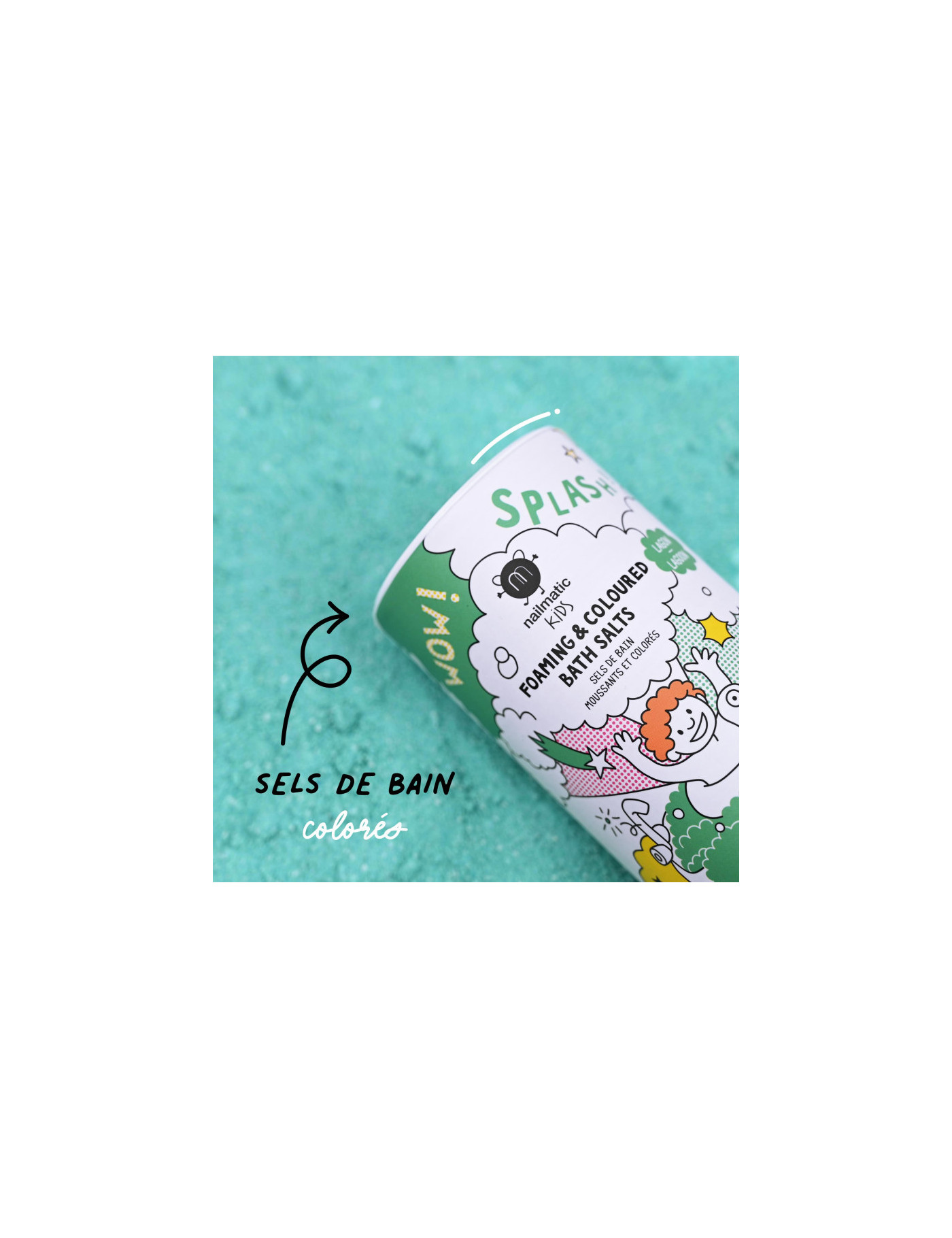 Nailmatic lagoon salts – zielona pieniąca się sól do kąpieli dla dzieci Nailmatic lagoon salts – zielona pieniąca się sól do kąpieli dla dzieci