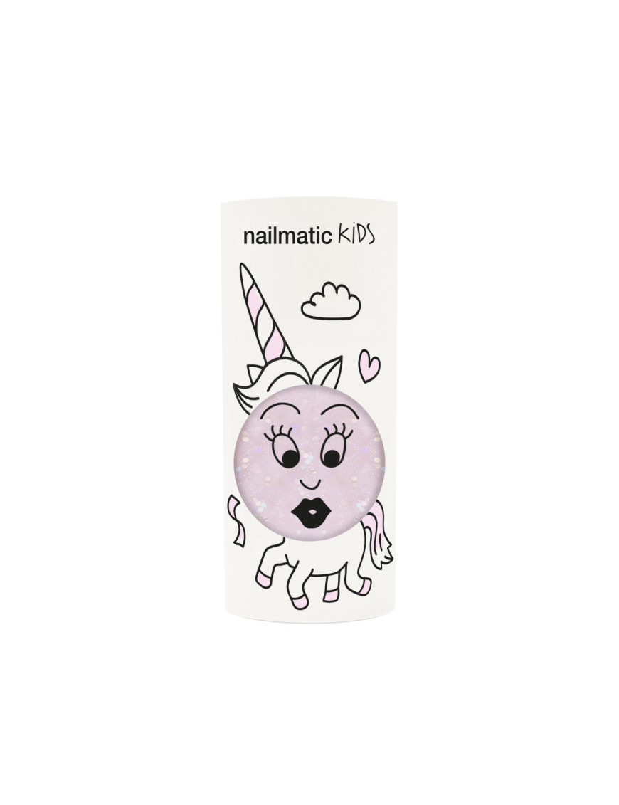 Nailmatic Polly - Lakier do paznokci w kolorze przejrzystego różu z brokatem Nailmatic Polly - Lakier do paznokci w kolorze przejrzystego różu z brokatem