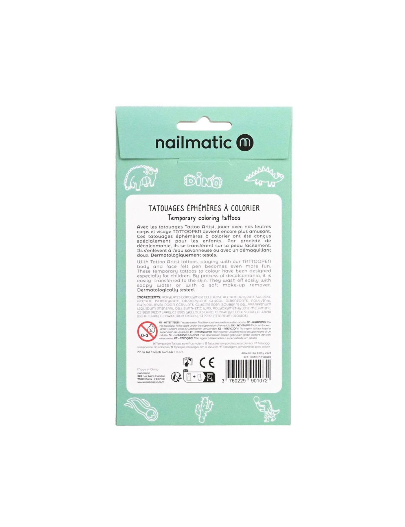 Tatuaże do kolorowania dla dzieci Dinozaury Nailmatic