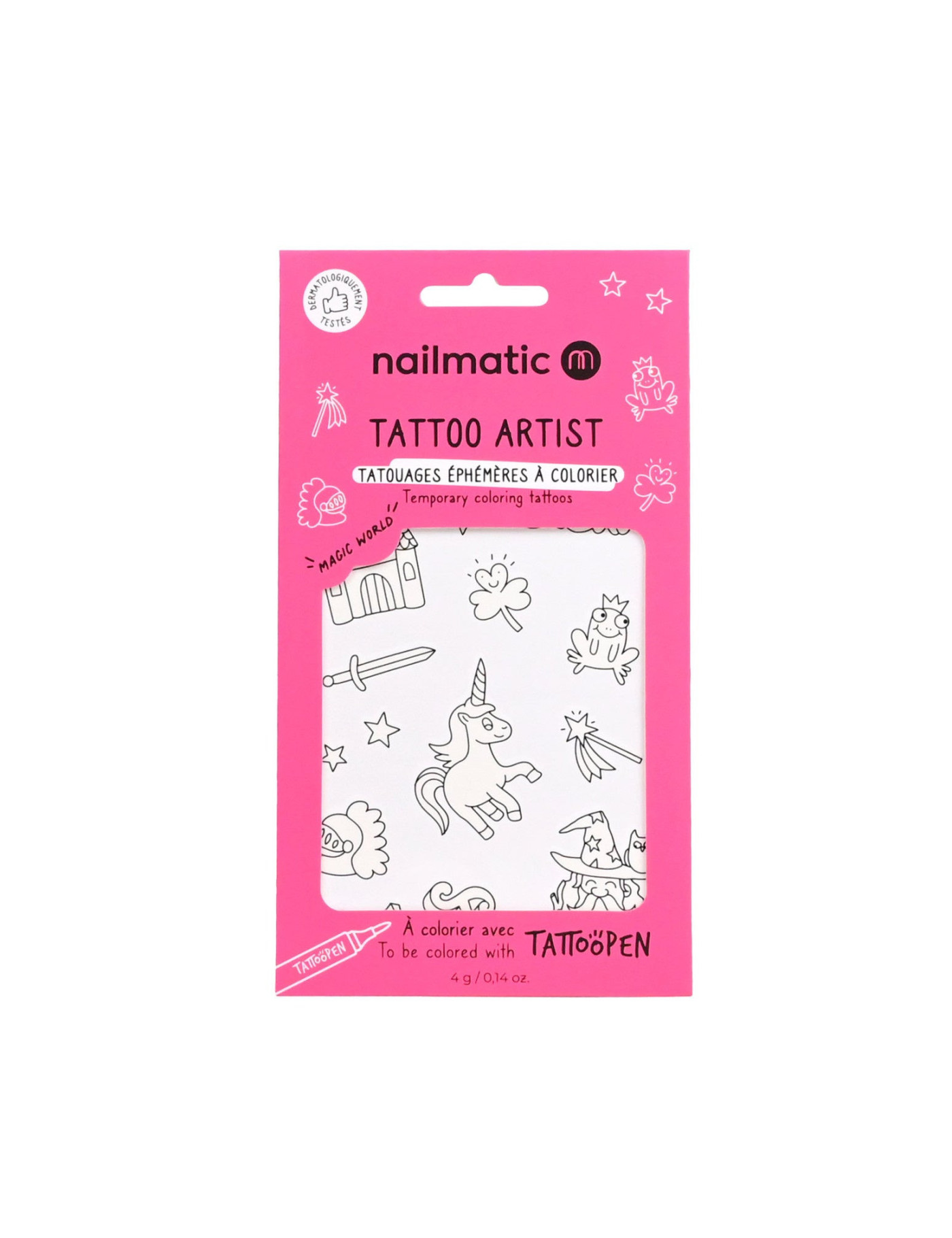 Tatuaże do kolorowania dla dzieci Magiczny Świat Nailmatic Tatuaże do kolorowania dla dzieci Magiczny Świat Nailmatic