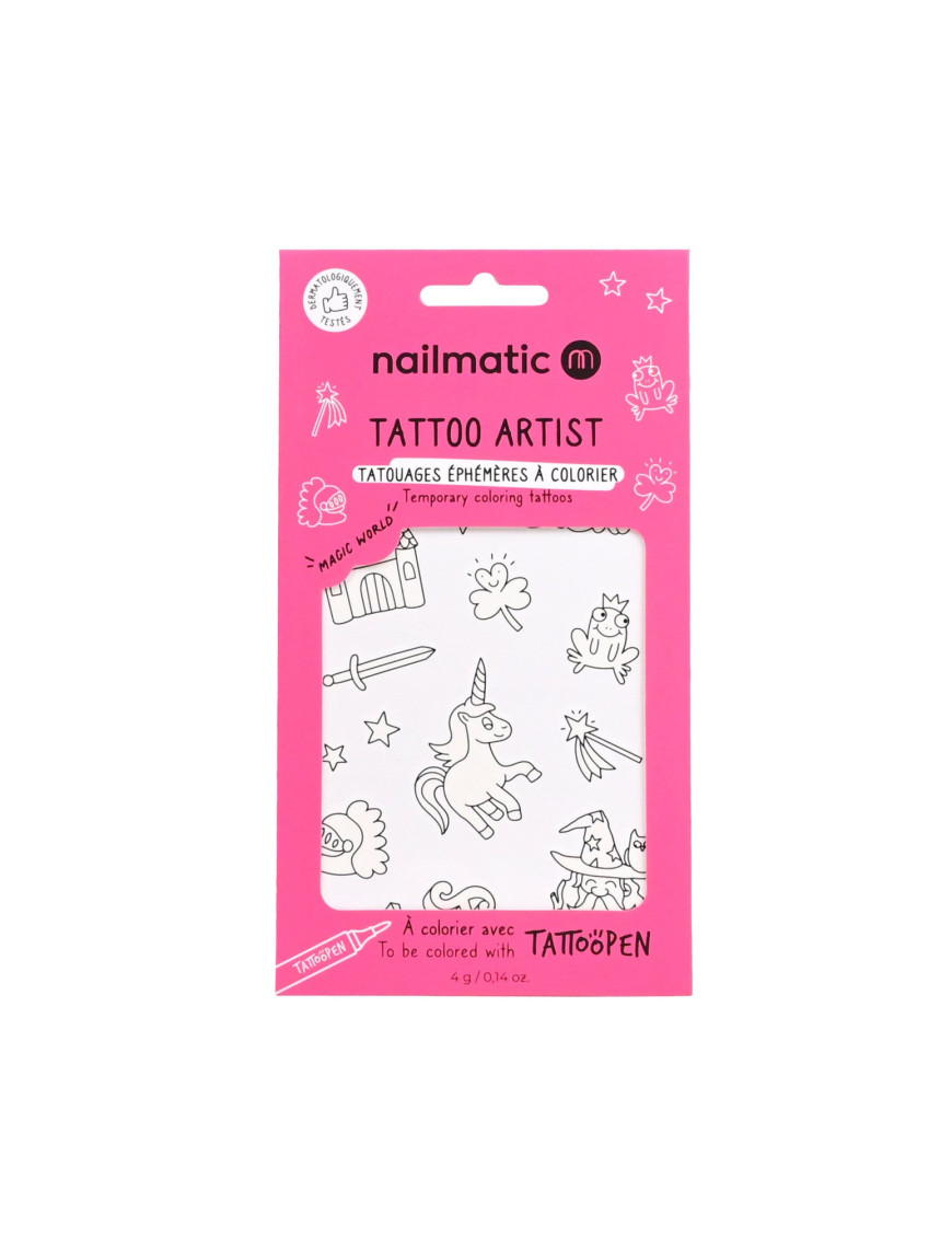 Tatuaże do kolorowania dla dzieci Magiczny Świat Nailmatic Tatuaże do kolorowania dla dzieci Magiczny Świat Nailmatic