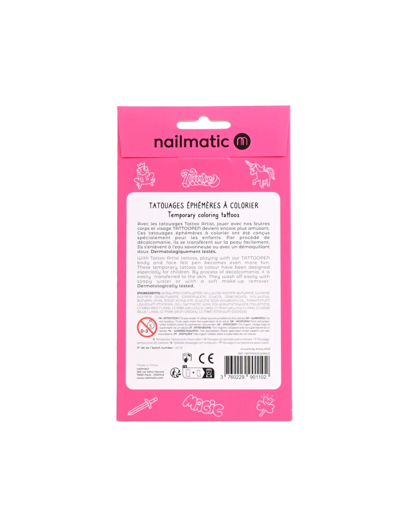 Tatuaże do kolorowania dla dzieci Magiczny Świat Nailmatic Tatuaże do kolorowania dla dzieci Magiczny Świat Nailmatic