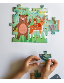 Auzou, Puzzle Leśny świat + kartonowe zwierzątka 3+